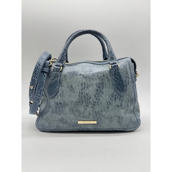 BRAHMIN Micaela Zostera leather small satchel crossbody -Bellbottom blue - Picture 4 of 15